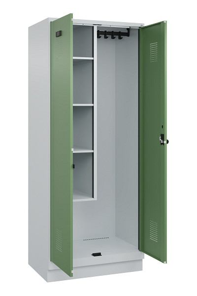 C+P Putzmittel-Spind Evolo PLUS, mit Sockel, 2 Abteile, 1950x800x500mm, 7035/601, Drehriegel, 049120-02 S10010