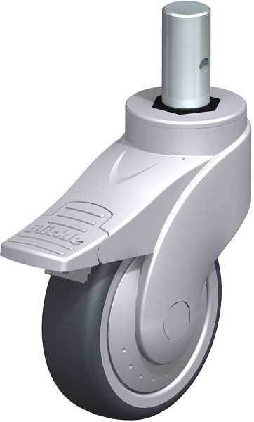 Blickle LWGE-TPA 101K-FI-ELS-FK-ZA55 Kunststoff-Lenkrolle WAVE mit Zapfen & Feststeller, Thermoplastisches Gummi-Elastomer, Grau, 744796