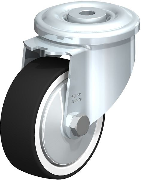 Blickle LKR-POTH 100R-FA Stahlblech-Lenkrolle, schwere Ausführung, mit Rückenloch, Thermoplastisches Polyurethan, Grau, 750575