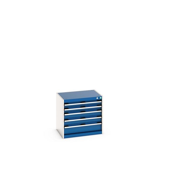 bott cubio Schubladenschrank bestückt, mit 5 Schubladen, BxTxH: 650x525x600mm, RAL 7035/5010, Enzianblau, 40011061.11V
