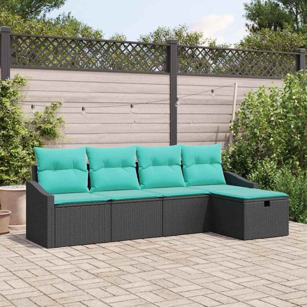 vidaXL Sofa Set mit Kissen mit Speicher Schwarz Poly-Rattan, 3359265