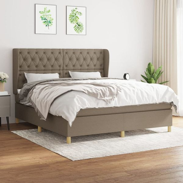 vidaXL Boxspringbett mit Matratze Taupe 160x200 cm Stoff, 3128777