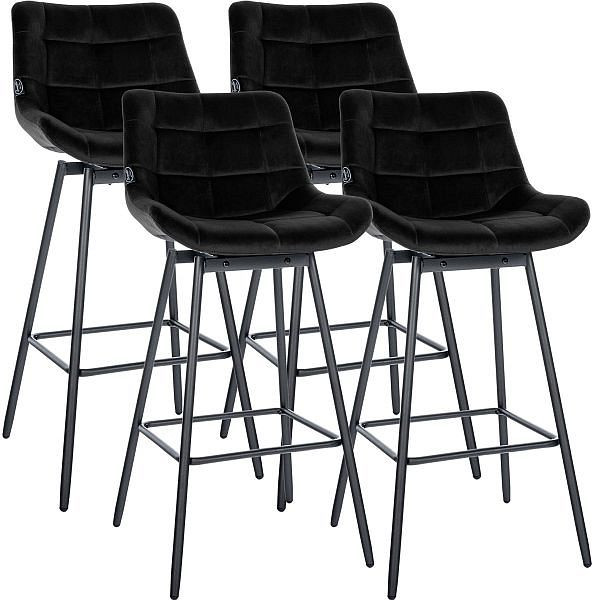 CLP Barhocker Weston Schwenkbar Samt, schwarz, VE: 4 Stück, 327341