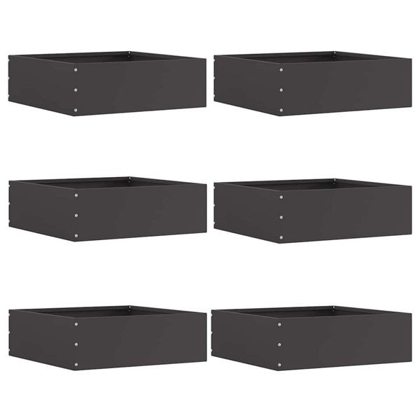 vidaXL Raseneinfassung 6 pcs Schwarz 40 x 40 x 13 cm Stahl, 874703
