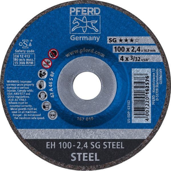 Pferd Trennscheibe EH 100-2,4 SG STEEL/16,0, VE: 25 Stück, 61339116