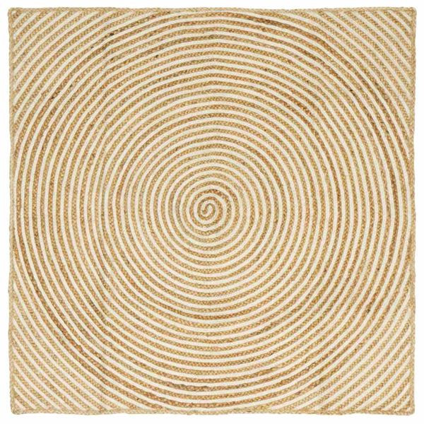 vidaXL Teppich Natürlich und Weiß 160 x 160 cm Jute, 42010723