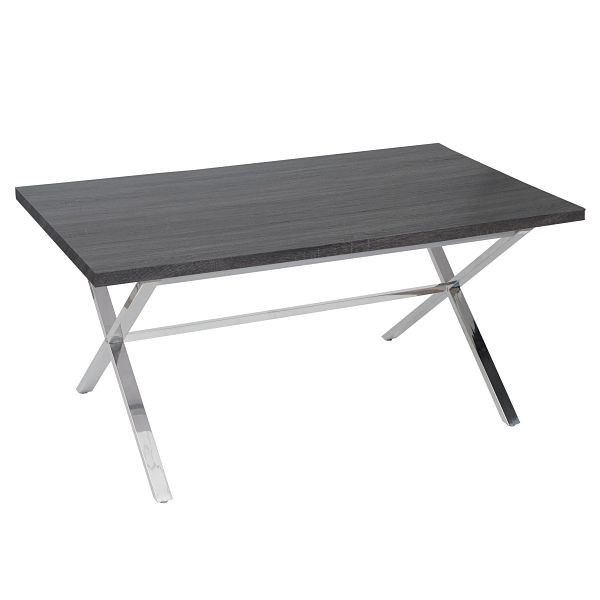 Mendler Esszimmertisch Fano, Tisch Esstisch, Edelstahl 3D-Struktur 160x90cm, Dunkle Eiche-Optik, 51227+51228