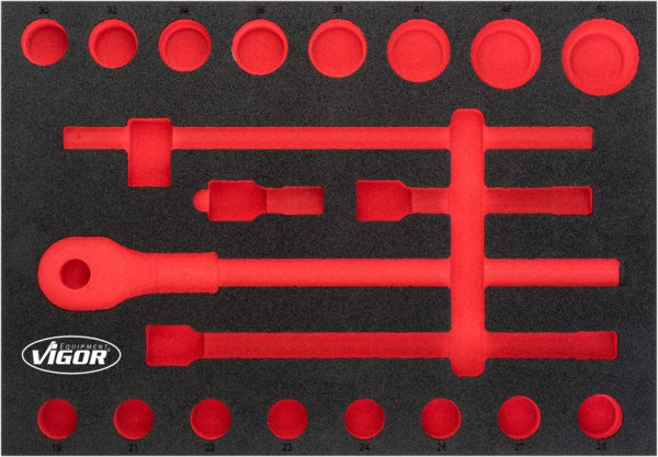 VIGOR 2-Komponenten Weichschaum-Einlagen, Einlagenmaß / Schubladengröße: L (563 x 393 x 35 mm), Verwendung: V5109, V5109-L