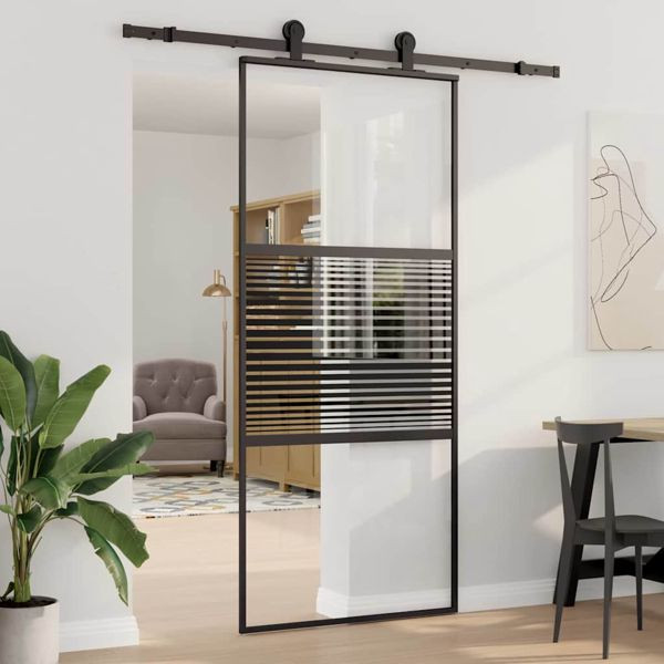 vidaXL Schiebetür Schwarz 90 x 205 cm, 42012461, 8721288679109