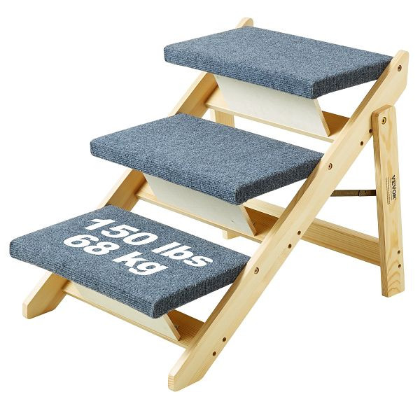 VEVOR Haustiertreppe Haustierstufen 3 Stufen Hundetreppe Holz 705x470x500mm, EHYGLT3STEP1VXLCTV0