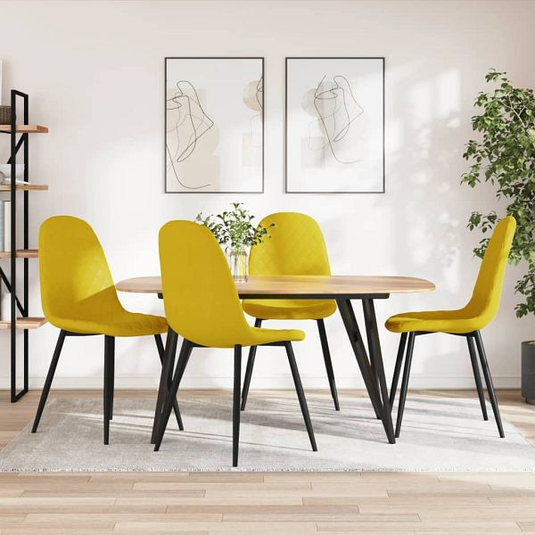 vidaXL Esszimmerstühle 4 Stück Senfgelb Samt, Füllung: Schaumstoff, 325664