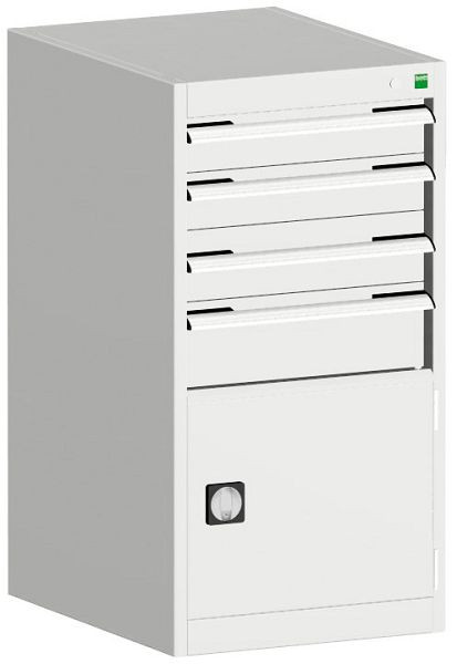 bott cubio Schubladenschrank bestückt mit 4 Schubladen, Tür BxTxH: 525 x 525 x 1000 mm, RAL 7035, 40010043.16V