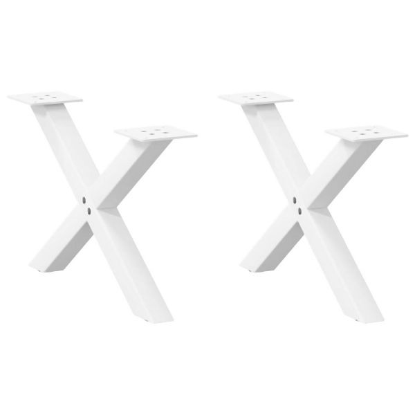 vidaXL Couchtischbeine X-Form 2 Stück Weiß 60x(30-31) cm Stahl, 4012881