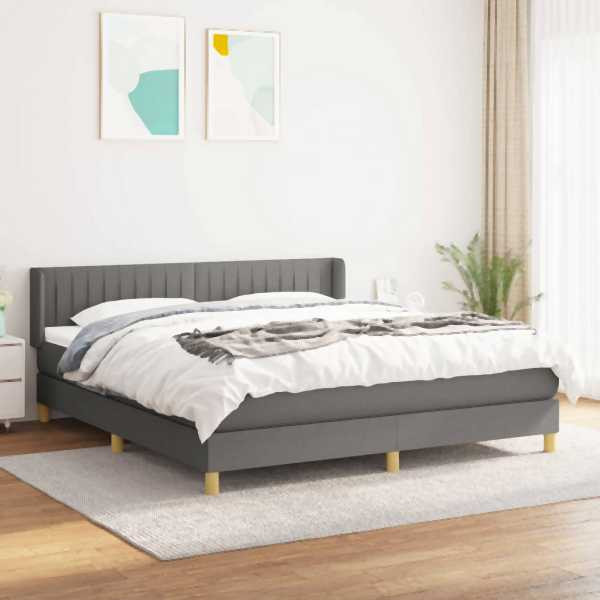 vidaXL Boxspringbett mit Matratze Dunkelgrau 180x200 cm Stoff, 3130450