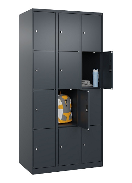 C+P Schließfachschrank Evolo PLUS, 12 Fächer, 1850x900x500mm, 7016/7016, 049000-304 S10016