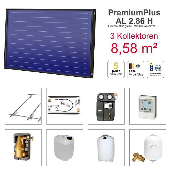 Solarbayer PlusAL Solarpaket H3 Biber, Gesamtfläche Brutto: 8,58 m² horizontal, 410803110