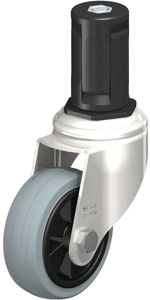 Blickle LKRXA-VPA 80G-11-EXR15 Edelstahl-Apparate-Lenkrolle mit Expander, Vollgummi, Grau, 853250