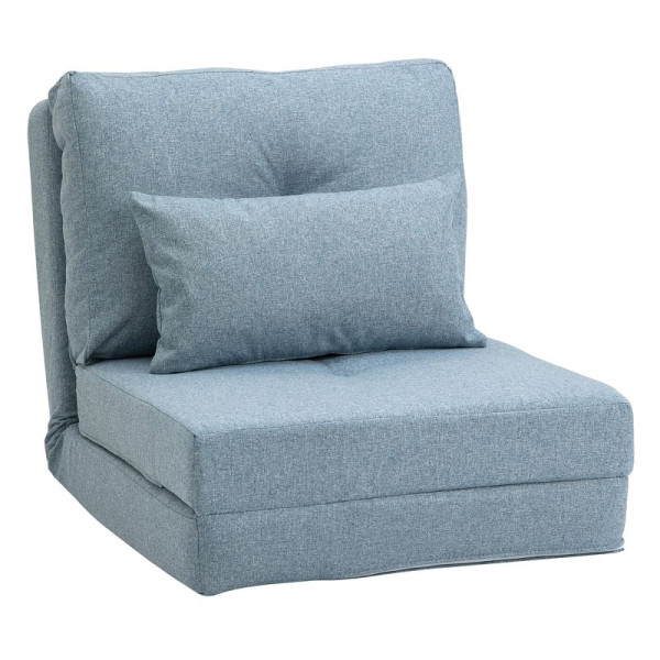 HOMCOM Bodensessel Klappmatratze Schlafmatte, 2-in-1-Design, abnehmbares Kissen, 60 x 80 x 56 cm, Blau, 833-965BU