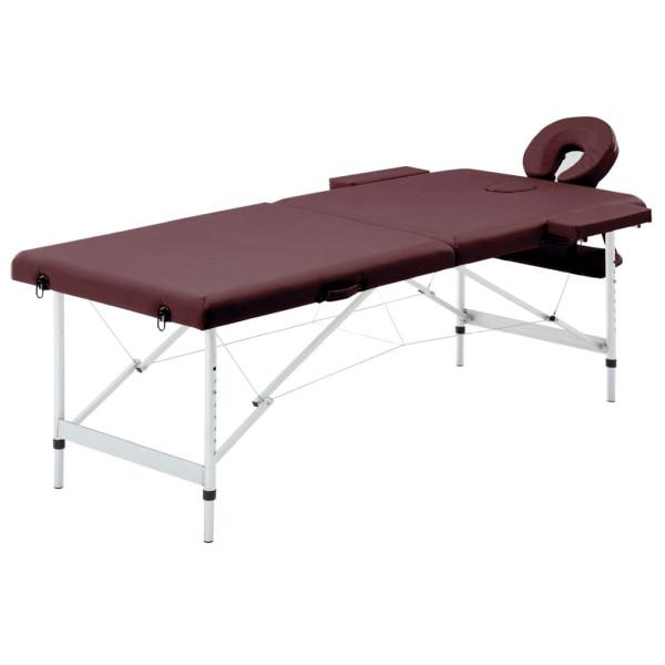 vidaXL Massageliege Klappbar 2-Zonen Aluminiumgestell Bordeaux-Lila, 110196