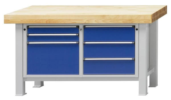 ANKE Werkbänke Schwerlastwerkbank, Modell 207 VS, 1500 x 800 x 900 mm, RAL 7035/5010, BMP 100 mm, 322.009