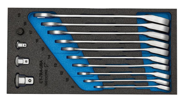 GEDORE CT-Einlage mit Sortiment, Satz Maulschlüssel mit Ringratsche, umschaltbar, CT, 2327678