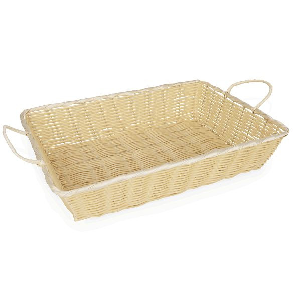 WAS Basket 3140 Buffetkorb mit Seitengriffen, 51 x 35 x 10 cm, hellbraun, Polypropylen, 3140500