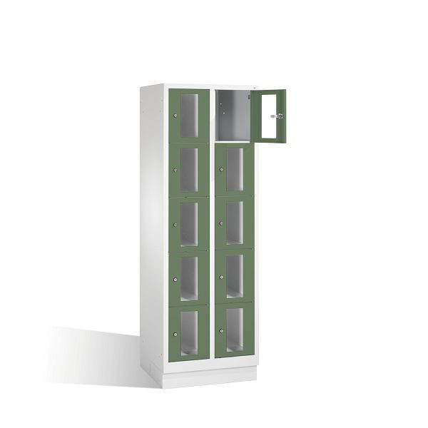 C+P Schließfachschrank Classic, H1800xB610xT500mm, Farbe: Lichtgrau / Resedagrün, 8020A205 S10004