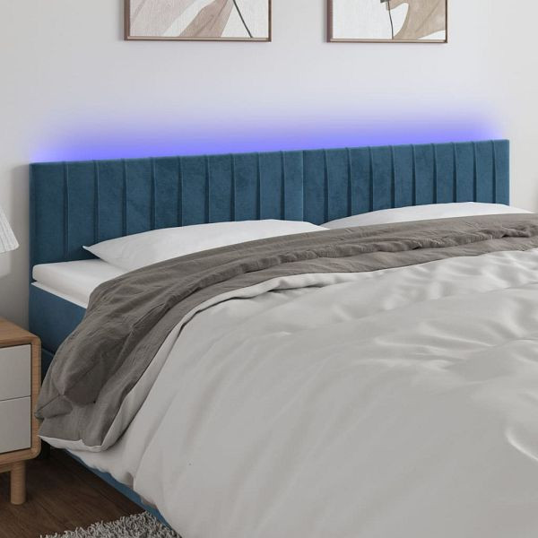 vidaXL LED Kopfteil Dunkelblau 160x5x78/88 cm Samt, 3121908