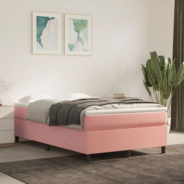 vidaXL Bettgestell Rosa 120x200 cm Samt, Polyester, 3121113