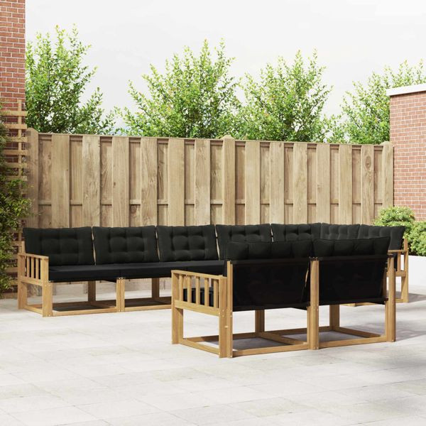 vidaXL Outdoor-Sofagarnitur mit Kissen 8-teilig Weiß und Schwarz, 3388802