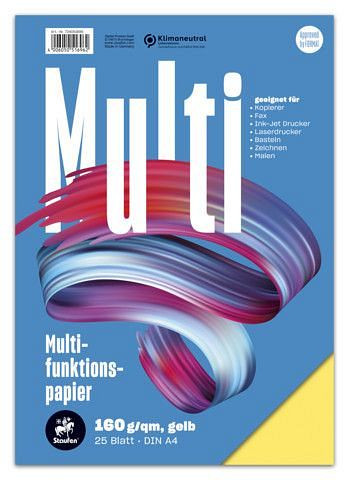 Staufen Multifunktionspapier 7X PLUS - A4, 160 g/qm, gelb, 25 Blatt, 734051696