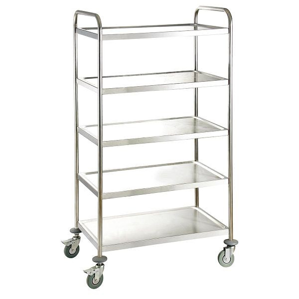 Vaiotec EASYLINE Servierwagen Edelstahl / 5 Böden, Traglast pro Boden 40 kg, 86x54x156 cm, 10274