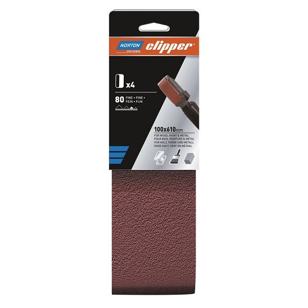 Norton Clipper Schleifbänder Alu-Oxid 75x533 mm K36, VE: 4 Stück, 66261131031