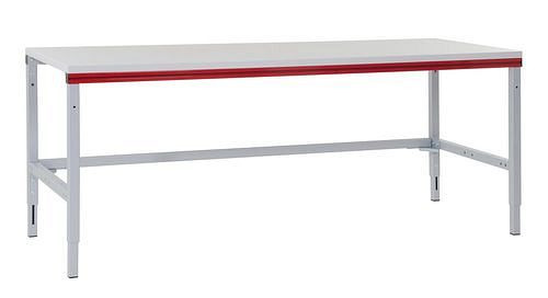 Rocholz Gundtisch manuell SYSTEM FLEX, 1200 x 800 x 690 - 960 mm, Weißaluminium/Rubinrot, 309367