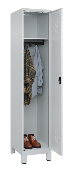 C+P Spind Evolo PLUS, mit Füßen, 1 Abteil, 1950x400x500mm, 7035/7035, Verschluss Zylinderschloss, Ablageböden 1, 049010-12 S10040