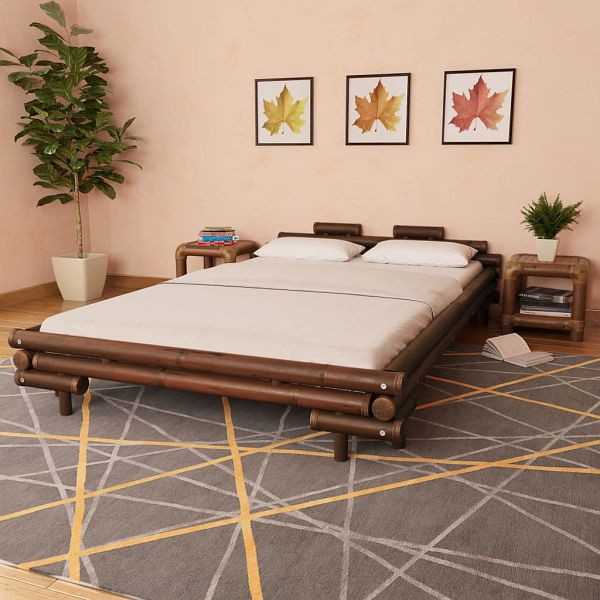 vidaXL Bettgestell Dunkelbraun Bambus 140×200 cm, 247293