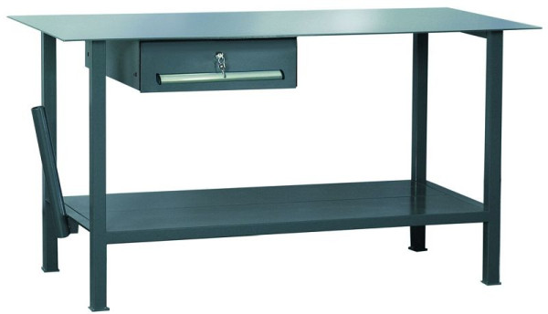 KLW Schweißtisch, 1500 x 700 x 855 mm, mit Arbeitsplatte aus 5 mm starkem Stahlblech, 1 Stahlblechschublade FH, WPS04N-1500-001