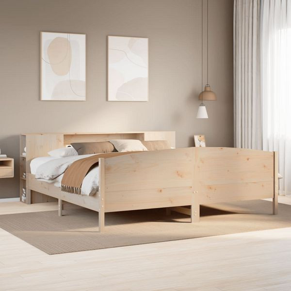 vidaXL Massivholzbett mit Regal ohne Matratze 200x200 cm Kiefer, 3323053