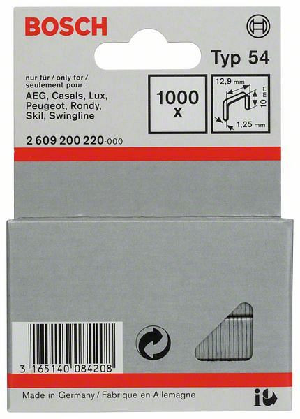 Bosch Flachdrahtklammer Typ 54, 12,9 x 1,25 x 10 mm, 1000er-Pack, 2609200220