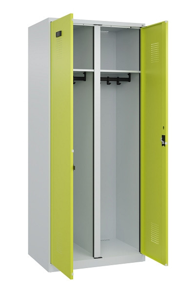 C+P Schwarz-Weiß-Spind Evolo PLUS, 2 Abteile, 1850x800x500mm, 7035/0024, Zylinderschloss, 049002-22 S10042