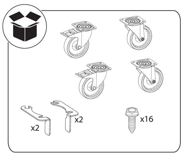 ALPENINOX Rollen, Höhe in mm: 150, für die Serien CL 650 und CL 700 mit 2 oder 3 Abteilen, VE: 4 Stück, 402881193