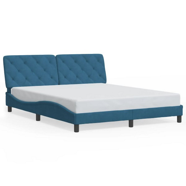 vidaXL Bettgestell mit Kopfteil Blau 160x200 cm Samt, 3207933