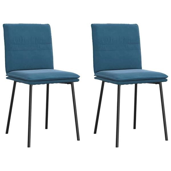 vidaXL Esszimmerstühle 2 Stk. Blau Samt, 4101254, 8721158634108