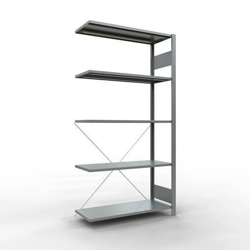 Schulte Anbauregal Steckregal MULTIplus150, 2000 x 1000 x 400 mm, 5 Fachböden, Kreuzstrebe, verzinkt - Expressline, 12745-K