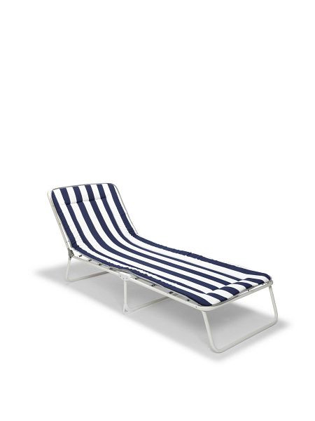 BEST Chiemsee 3-Bein-Liege, Weiß – Blau, Liegefläche 60 x 180 cm, 34456802