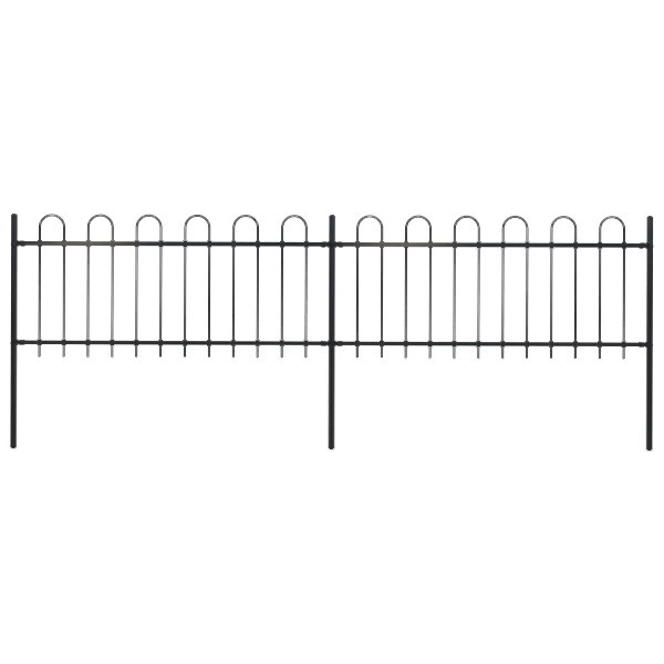 vidaXL Gartenzaun mit Bügel-Design Stahl 3,4 x 0,8 m Schwarz, 277648