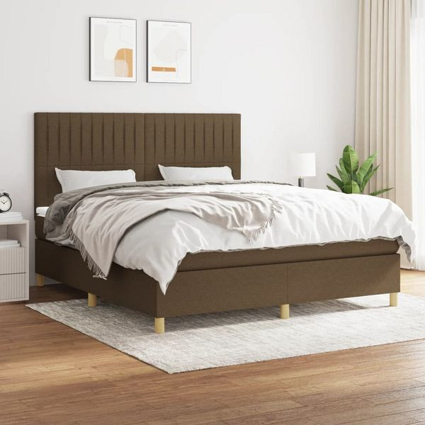 vidaXL Boxspringbett mit Matratze Dunkelbraun 180x200 cm Stoff, 3142516