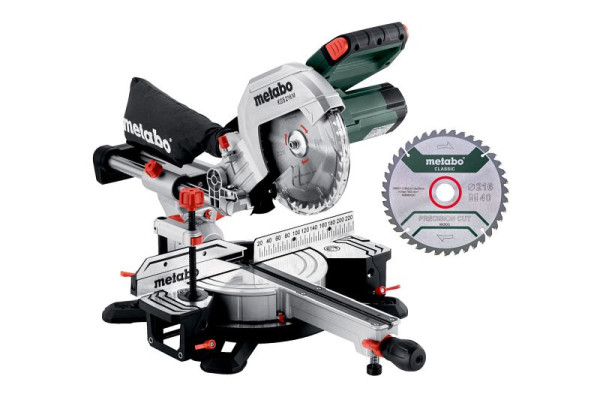 metabo Kappsäge KGS 216 M Set Karton, leicht, präzise, anwenderfreundlich, 613216900