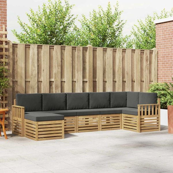 vidaXL Outdoor-Sofagarnitur 7-teilig Weiß und Anthrazit, 3392187