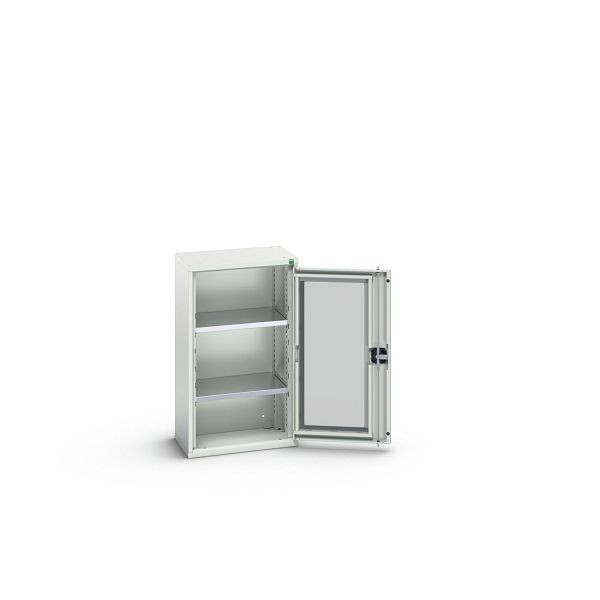 bott verso Flügeltürschrank mit Sichtfenster, mit 2 Fachböden, BxTxH: 525 x 350 x 900 mm, Lichtgrau / Lichtgrau, 16926071.16